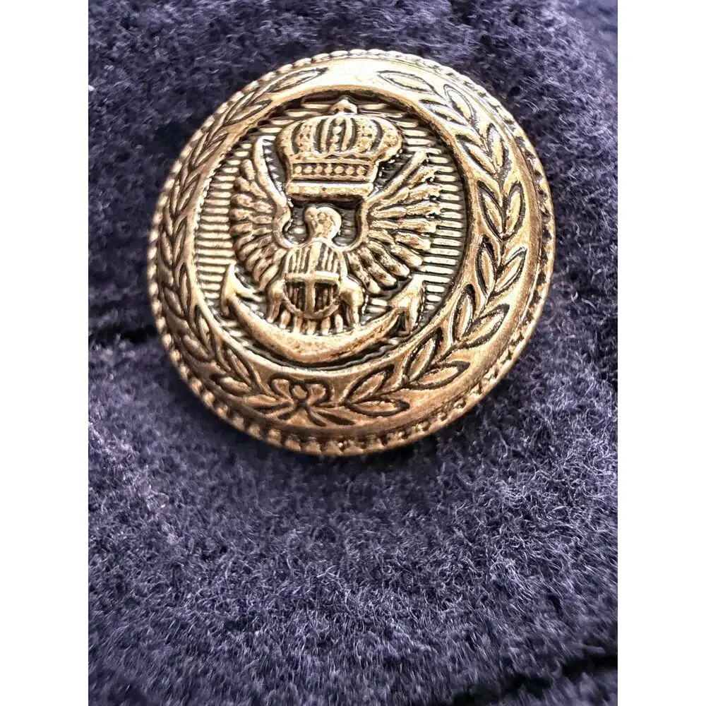 Vintage Young Gallery Navy Wool Military Coat Women’s Size 8 Double Breasted - Picture 5 of 9